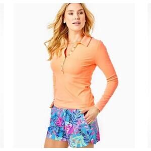 NWT Lilly Pulitzer Ocean View Pull On Shorts Porto Blue You've Been Spotted Sz S